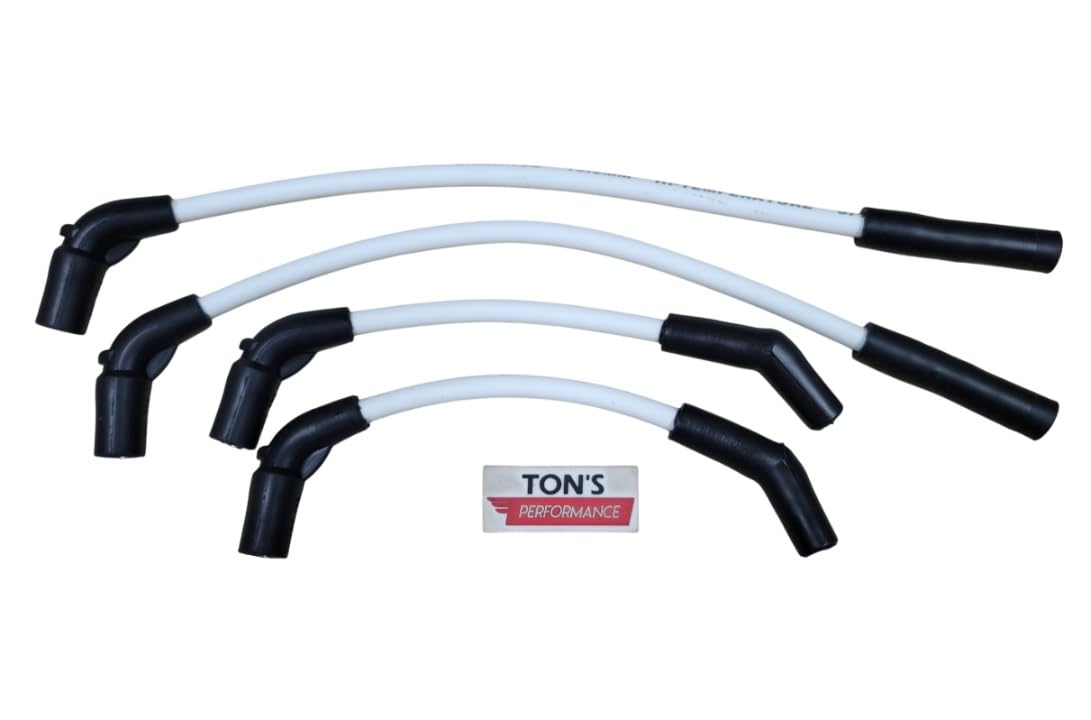 White 10mm Spark Plug Wires Silicone Compatible with Harley Davidson Softail 2018+ FX FXST 2024+ Road King/Street Glide M8 Milwaukee 8, TONS-18M8FXFL-WT-10MM