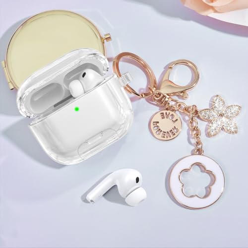 Image of Case for Airpods iPods Pro 3 Case 2025 with Phone Stand for Women-VISOOM Clear Air Pod iPod Pro3 Cases Cover Cute Girly Airpods Case Pro3 Bling Glitter AirPods Pro3 Cases Hard Shell with Keychain
