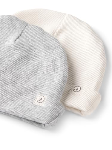 Little Planet by Carter's Neutral 2-Pack Caps Made with Organic Cotton, Cream, Heather Grey, 3-9M