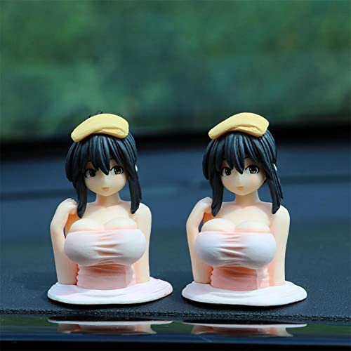 Dimcaso Chest Shaking Car Ornaments, Anime Figure Girl Car Dashboard Decorations, Collectible Figurines Cute Anime Girl Figure, Chest Shaking Ornament For Room Car Decor (Rem+Sonic+Kanako) #TOP6
