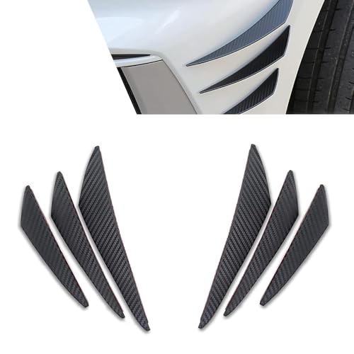 yorpyep 6 PCS Front Bumper Spoiler Kit, Car Body Anti-Collision Buffer Protection Diffuser, Side Skirt Spoiler Self-Adhesive Rubber Rear Wing Decoration Stickers, for Most Cars (Carbon Fiber Black)
