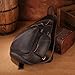 TIDING Full Grain Leather Sling Chest Bag for Men Large Crossbody Shoulder Bag Casual Hiking Daypack Fits 11