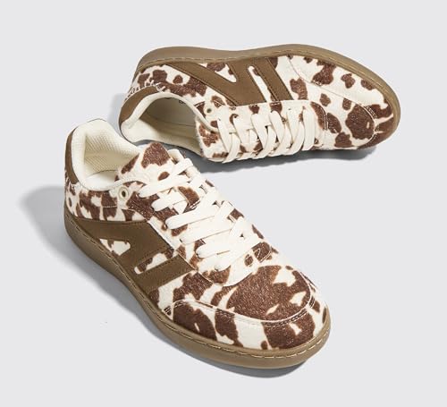 Image of LUCKY STEP Women Classic Retro Gum Sole Fashion Sneakers Casual Tennis Skate Shoe Genuine Leather Walking Footwear Anti Slip Trainers