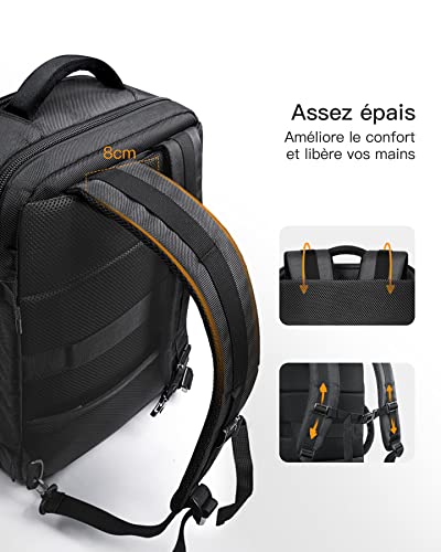 Inateck 40l Sac A Dos Voyage Cabine Sac A Dos Voyage Avion Antivol Bagage A Main A 2 Poignees Sac Ordinateur Portable 156 17 Pouces Avec Housse De Pluie Sac A Dos Homme Et Femme Noir