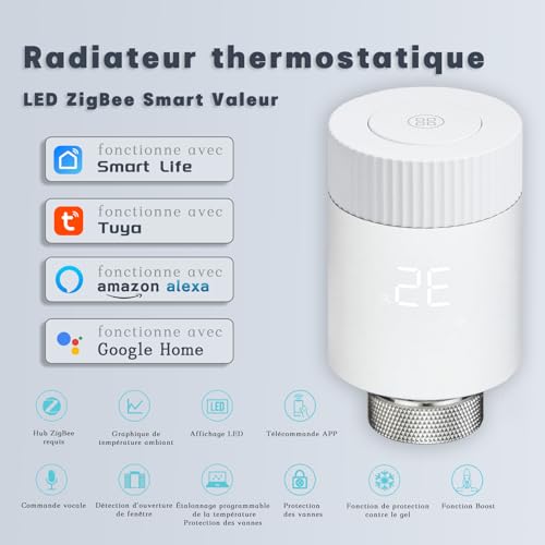 Thermostat de chauffage ZigBee programmable et connecté pour radiateur domestique via application - 4