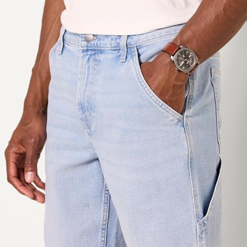 Amazon Essentials Men's Relaxed-Fit Workwear Carpenter Jean with Comfort Stretch, Light Blue Wash, 34W x 32L by Amazon Essentials - Used condition - Image 4