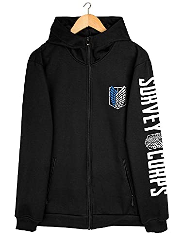 Image of ComicSense.xyz Unisex Anime Round Neck Regular Hoodie for Men and Women, Survey Corps Printed Cotton Cosplay Anime Hoodies