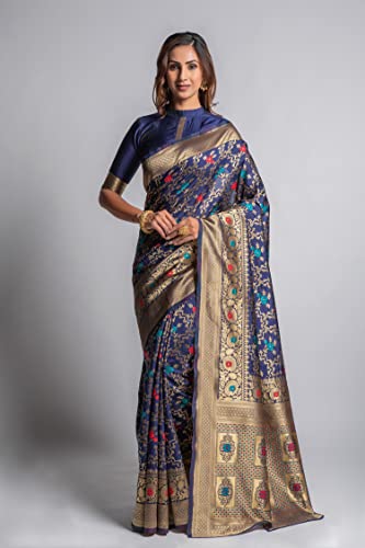 Image of Lilots Women's Designer Banarasi Silk Jacquard Designer Saree With Blouse Piece