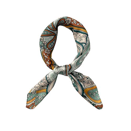 FONYVE Silk Feeling Scarf Medium Square Satin Head Scarf for Women 27.5“