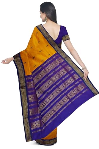 Image of Women's Kanjivaram Cotton Silk Saree South Indian Paithani Sari | gadwal cotton sarees with Zari Border and Blouse Piece - Suitable For All Indian Occasions and Festivals 191