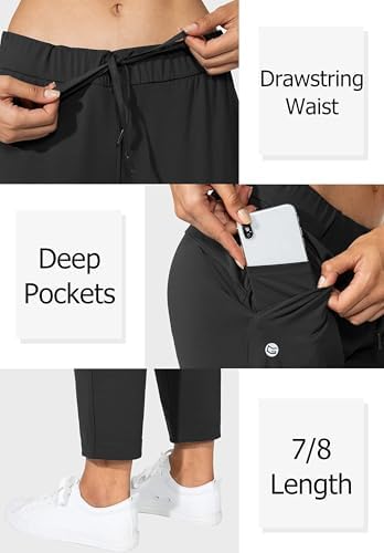 G Gradual Women's Pants with Deep Pockets 7/8 Stretch Sweatpants for Women Athletic, Golf, Lounge, Work (Black, Medium) - 4