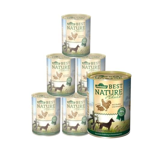 Dehner Best Nature Hundefutter Adult, Huhn und Kaninchen mit Nudeln, 6 x 400 g (2.4 kg)