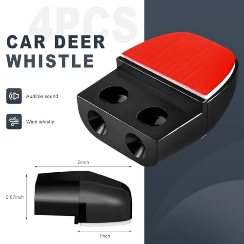 Sun Walker 4PCS Deer Whistles for Car, Dual Construction Deer Warning Whistle Devices with Adhesive Tapes, Vehicle Wind Activated Animal Alert Horn Equipments Avoid Collisions