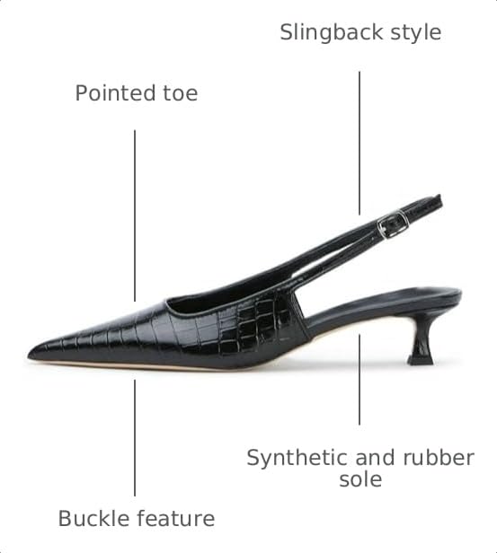 Image of KysBloes Pointed Toe Slingback Kitten Heels for Women Low Heel Pointed Toe Pumps Formal Dress Shoes Sling Back Heels