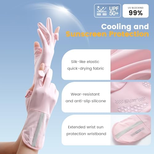 Women Sun Gloves UV Protection, Driving Gloves, Touchscreen Full Finger - 1