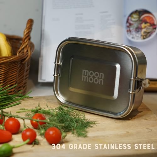 Image of Moonmoon Stainless Steel Lunch Box (0.8L) | Metal Bento Lunch Box for Adults & Kids - BPA free