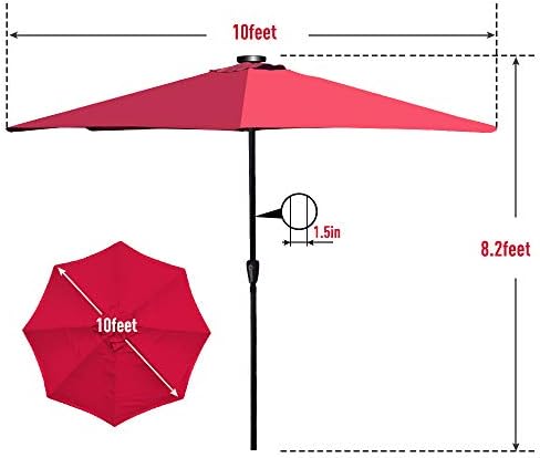 MASTERTOP 3M Garden Parasol Umbrella, Patio Parasol Outdoor with 18 Solar Powered LED Lights and Water Repellent Polyester Surface, Large Parasols for Garden, Patio, Yard, Beach (UV 30+)