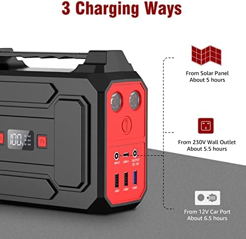 Powkey 99Wh/ 27000mAh Portable Power Station,100W Camping Power Pack,Solar Generator with AC/DC/USB/Type C Outlet for Outdoors Camping Travel Fishing Emergency Power Supply