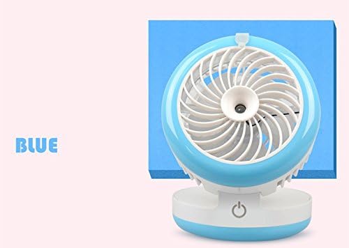 Water Mist Fan Rechargeable Misting Humidifier Fans 3colors Spraying Powerful Fan Office Desktop Mobile Power Ventilador (Blue)