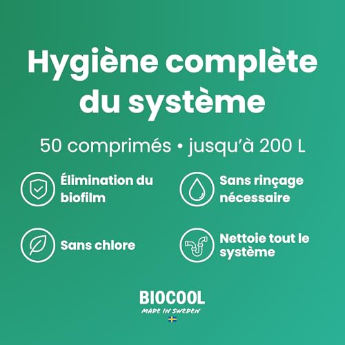 Biocool Comprimés nettoyage réservoir d’eau propre – OxyTech oxygène actif | Élimination du biofilm & hygiène système | Sans chlore | 50 comprimés jusqu’à 200 L – vue 3