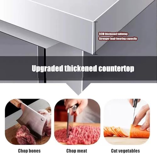 Heavy Duty Stainless Steel Work Table with Storage Cabinet – Commercial Kitchen Prep Table for Restaurant, Home, Food Service, and Catering Use