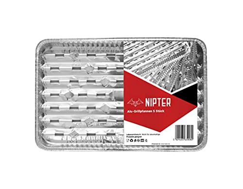 Nipter Grillschale Alu 34,1x22,9 cm Aluschalen Grill BBQ Grillplatte Aluminium-Grillschalen, 5 Packungen (25 Stück)