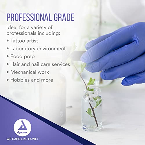 Dynarex Dynaplus Disposable Nitrile Exam Gloves, Powder-Free, Latex-Free, Strength + Value, Used By Professionals, Blue, Large, 1 Box Of 200 #TOP4