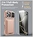 SSLOTSCASE for iPhone 16 Pro Wallet Case with 2X Screen Protector, Kickstand & Camera Cover & Card Holder, Drop Protection Heavy Duty Shockproof Hard Phone Cover for iPhone 16 Pro, Rose Gold