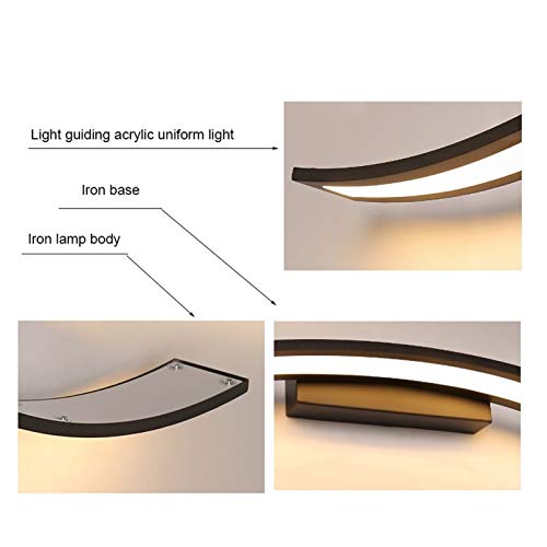 Applique murale moderne Nero de 40cm avec lumière blanche pour chevet décor et miroir