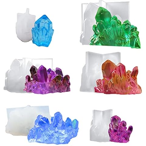 6 Stück Kristall-Cluster-Silikonharz-Form, wachsender Kristallquarz Cover