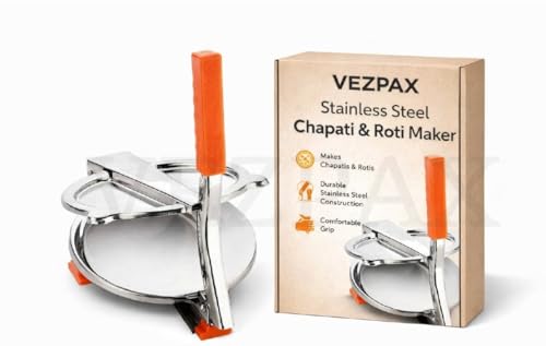 Image of VEZPAX Stainless Steel Puri Maker New Press Machine for Home and Kitchen for Making Papad khakhra poori roti and Many More Manual Hand Press with Handle