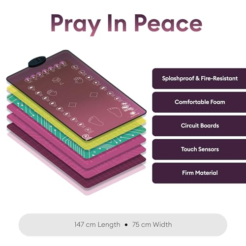 Interactive Muslim Prayer Mat for Adults & Reverts – My Salah Mat® Electronic Smart Prayer Rug with 25 Touch Keys & Speaker – Teaches Salah, Surahs & Duas – Padded Adult Prayer Mat Ramadan Gift (Pink)