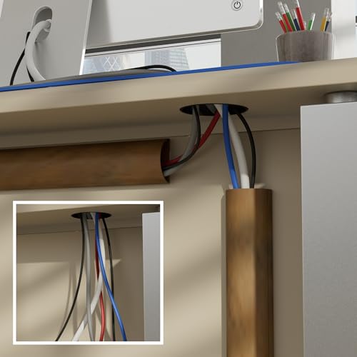 Image of D-Line Half Round Cord Hider, Patented Cable Cover, Hide TV Wall Mount Wires, Raceway for Cords, Decorative Wire Covers, Paintable, Adhesive Cable Concealer, 2in W x 1in H x 39in L, Wood-Effect