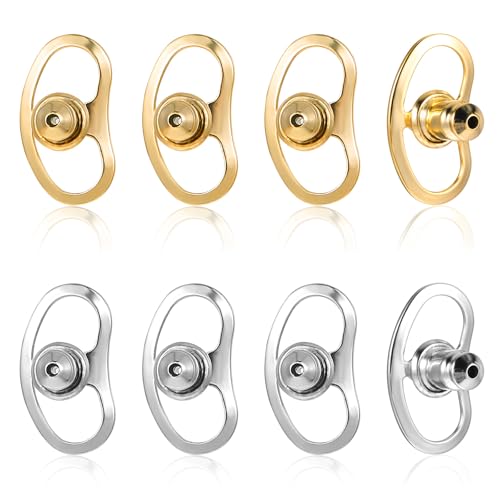 Earring Lifters Backs, Mabor 8 Pcs Earring Backs for Droopy Ears Locking Earring Backs Replacements for Studs Large Earring Backings Tight Earring Lifter Backers for Heavy Earrings