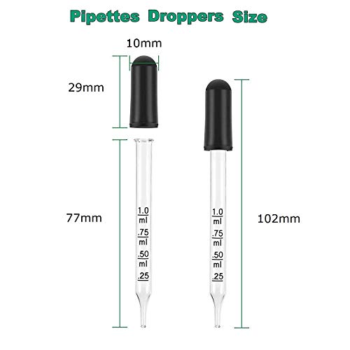 Hyber&Cara Glass Pipette Dropper 1ml Graduated for Liquid Medicine Essential Oil Laboratory, 20 Pack
