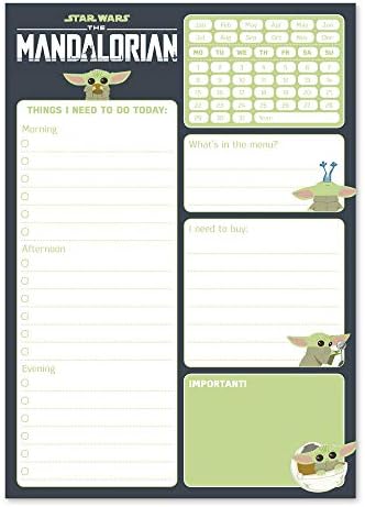 Erik Official Star Wars The Mandalorian Weekly Planner A5 - Desk Calendar - Family Calendar - 54 Tear Off Pages - Desk Planner - Organiser Planner - Baby Yoda Gifts - Mandolorian Gifts