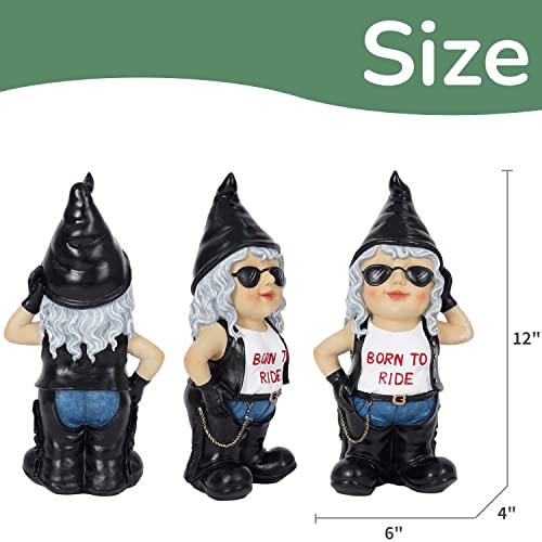 Jy.cozy Biker Gnome Garden Statue,Lady Gnomes In Leather Jacket,Funny Gnomes Sculpture Ornament Gift,Outdoor Gnome Decorations For Yard Patio Lawn #TOP5