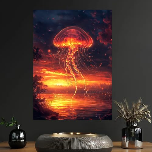 Cadre méduse fantastique 55 x 75 cm pour habiller un mur vide avec un effet saisissant