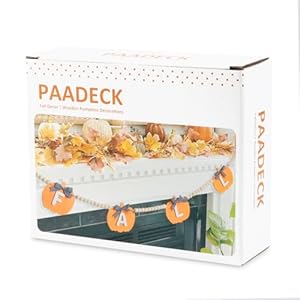 Fall Decor Wooden Signboards Pumpkin Garland Fall Decorations for Home Thanksgiving Farmhouse Pumpkins Wood Bead Garland Banner for Fireplace Mantel Walls