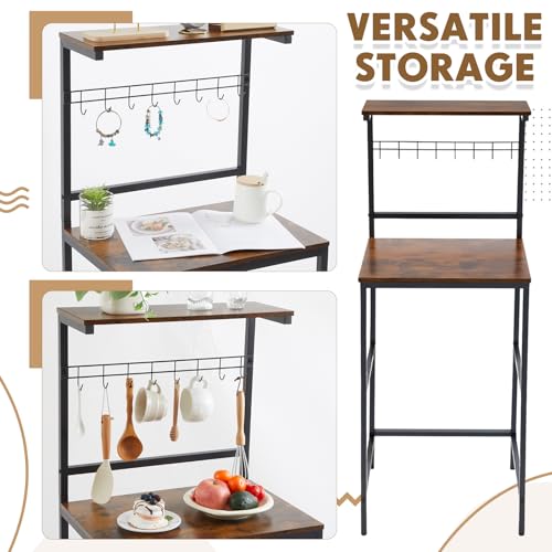 Colingmill 2-Tier Mini Fridge Cabinet with Storage for Microwave and Kitchen Utility, Rustic Brown Baker Rack - Image 5