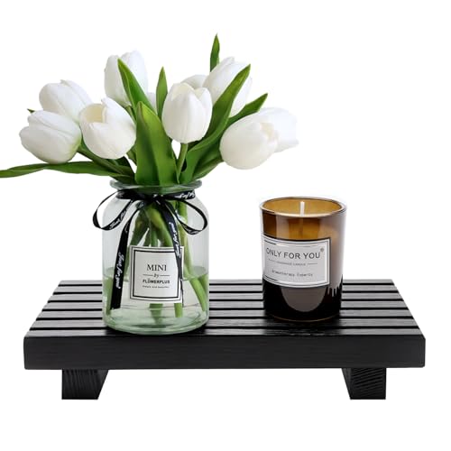 Small Bathroom Counter Organizer Tray Decorative Wood Display Pedestal...