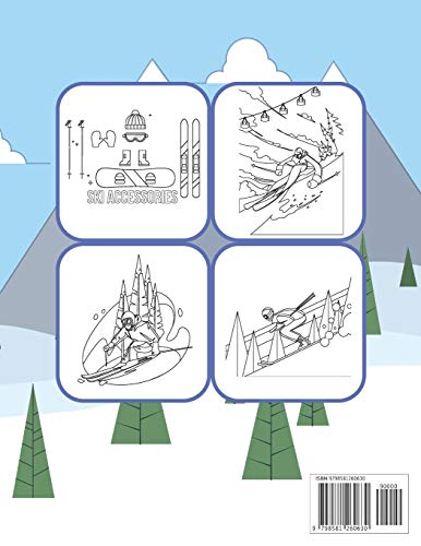 Skiing Coloring Book: Winter Sports For Kids Relaxation Winter Time For Adults