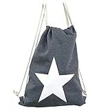 h&m viskose shirt  1 x Beutel m. Kordel Viskose großer Stern grau, H 45 cm, Tragetasche, Turnbeutel, Shoppingbag