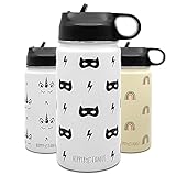 Hippypotamus Kids Water Bottle - Vacuum Insulated Stainless Steel Thermos With Straw Lid & Soft Spout For Toddlers - 14 oz (Superhero)