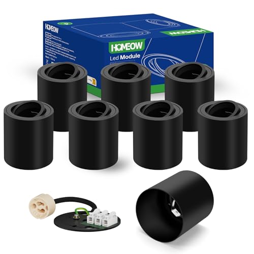 HOMEOW 8 Stück Aufbauspots 30° Schwenkbar Schwarz Aufputz, Deckenspots Dusche Kueche, Aufbauleuchte GU10 Fassung, Ohne GU10 - Lampe, Aufputz Rund aus Aluminium Ø 80mm