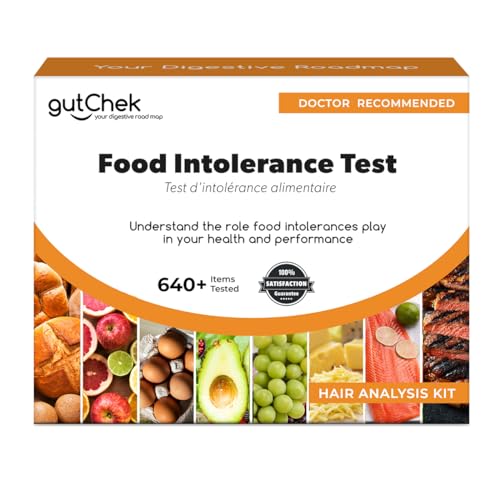 gutChek Food Intolerance Test, Made in Canada, Hair Analysis Food Sensitivity Test Kit for Adults, Non-Invasive & Painless, 640 Items Tested in Canada with Home Collection Kit, Results in 7-10 Days