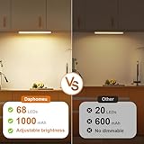 daphomeu 5 Pack 30cm Rechargeable Under Cupboard Kitchen Lights, Dimmable Warm Cabinet Light, LED Motion Sensor Lights Indoor, Magnetic Stick Wireless Light for Shelf Stairs Wardrobe Closet - Image 2