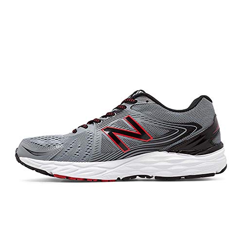 New Balance Men's 680 V4 Running Shoe, Steel/Black/Alpha Red, 10 D US