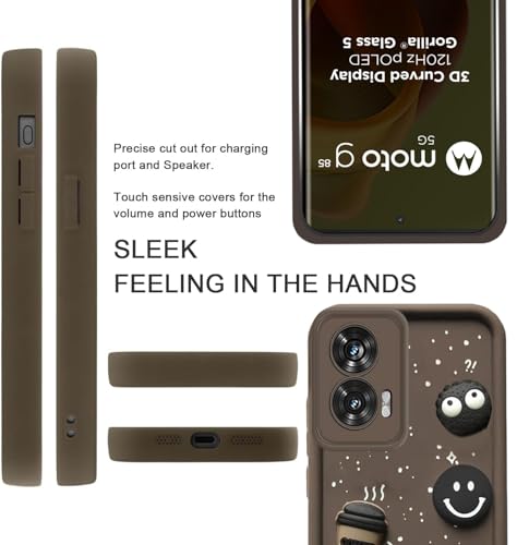 Image of GoldKart Back Case Cover Compatible for Motorola Moto G85 5G | Cute Fun Cartoon 3D Ball Coffee Silicone Case | Full Body Protection Back Cover for Motorola Moto G85 5G - Brown