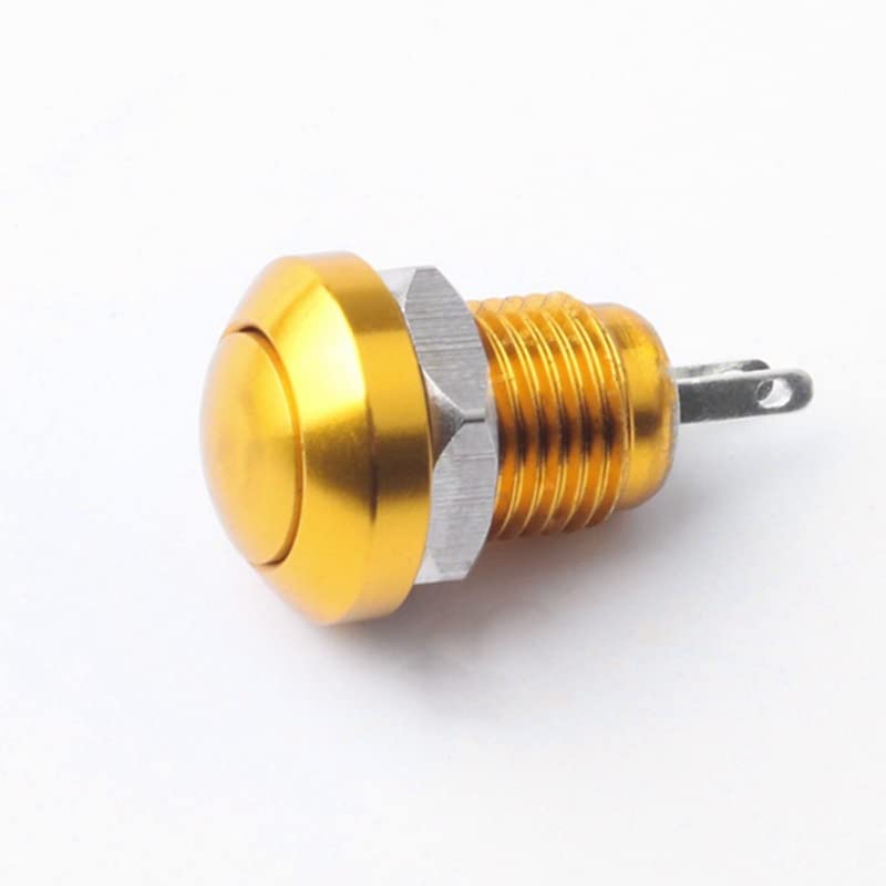 Interrupteur bouton poussoir jaune 8mm en métal avec rappel automatique 3-220V